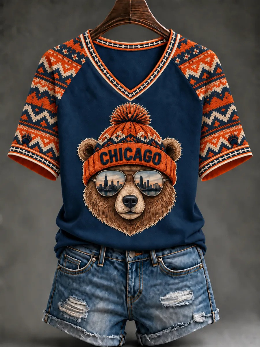 Chicago Bears Merch Chicago Est 1920 V-Neck Shirt Gift For Football Fan 1 - Unicasport Chicago Bears Merch Chicago Est 1920 V-Neck Shirt Gift For Football Fan