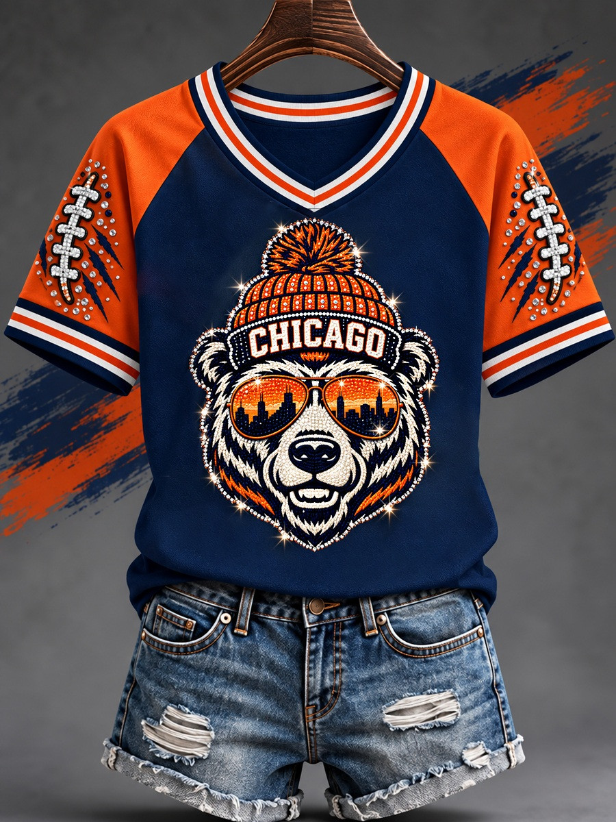Chicago Bears Merch Chicago Football Team V-Neck T-Shirt Gift For Women 1 - Unicasport Chicago Bears Merch Chicago Football Team V-Neck T-Shirt Gift For Women
