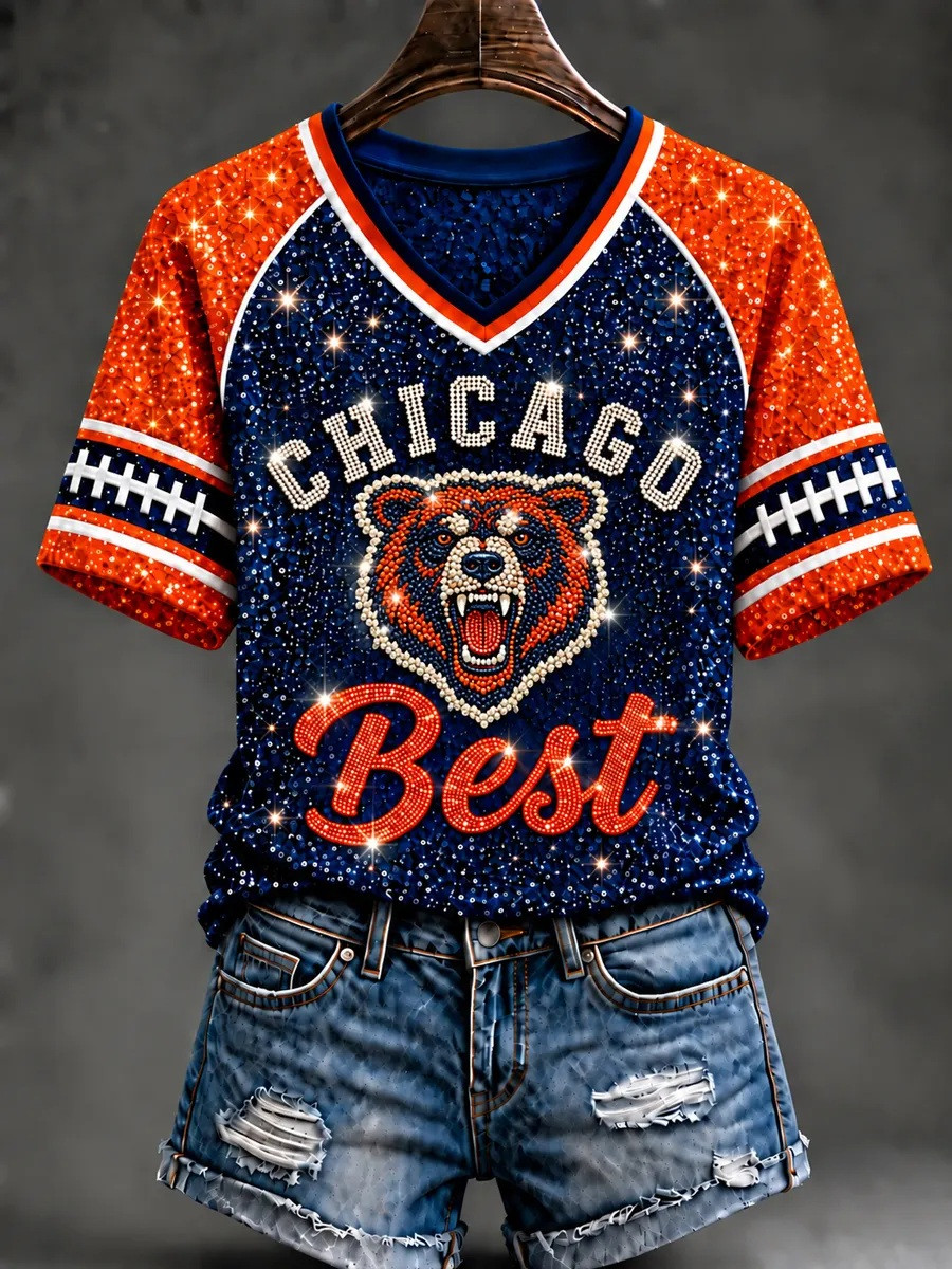 Chicago Bears Merch Football Season 2026 V-Neck Shirt Fan Gift For Men 1 - Unicasport Chicago Bears Merch Football Season 2026 V-Neck Shirt Fan Gift For Men