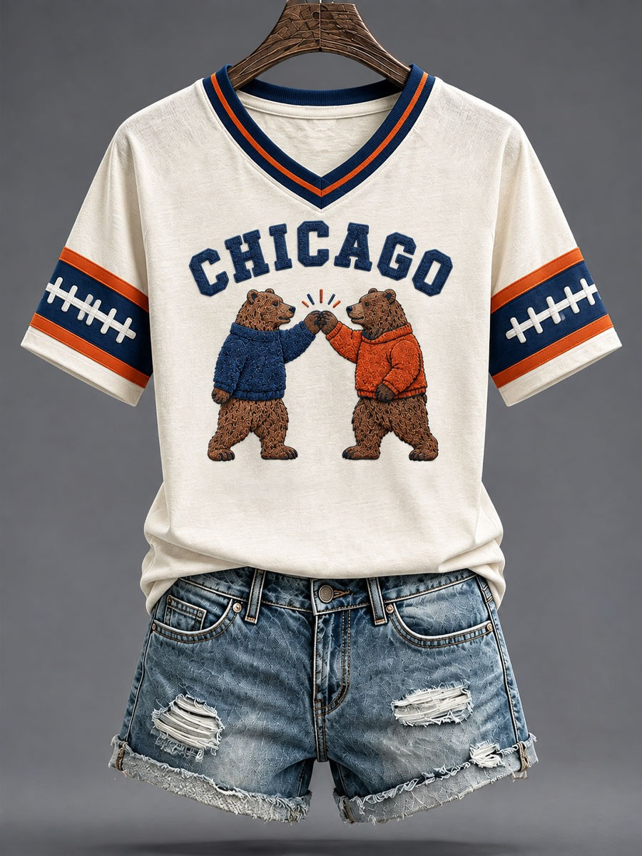 Chicago Bears Merch Chicago Football Team V-Neck T-Shirt Mom Gift 1 - Unicasport Chicago Bears Merch Chicago Football Team V-Neck T-Shirt Mom Gift