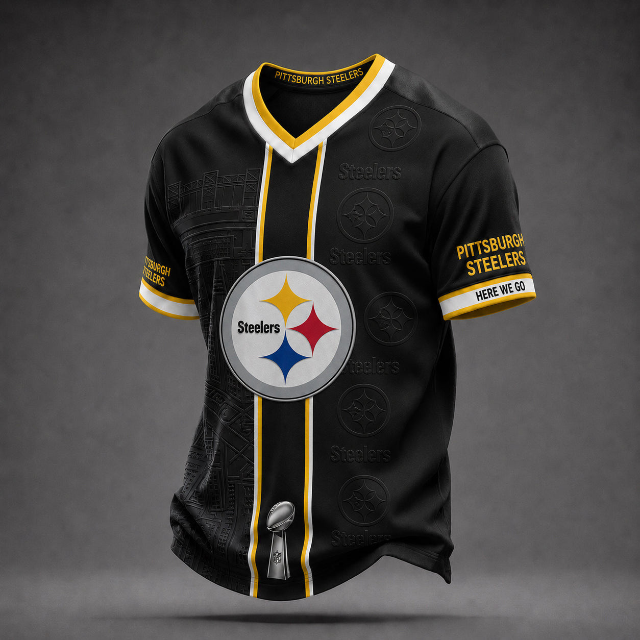 Pittsburgh Steelers Merch Here We Go V-Neck Shirt Steelers Game Day Attire Best Football Gifts 1 - Unicasport Pittsburgh Steelers Merch Here We Go V-Neck Shirt Steelers Game Day Attire Best Football Gifts