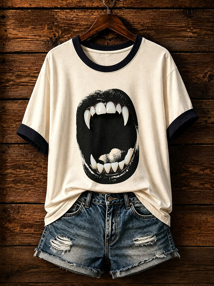 Vampire Fangs Mouth T-Shirt Funny Halloween Clothing Gift Ideas For Horror Lovers 1 - Unicasport Vampire Fangs Mouth T-Shirt Funny Halloween Clothing Gift Ideas For Horror Lovers