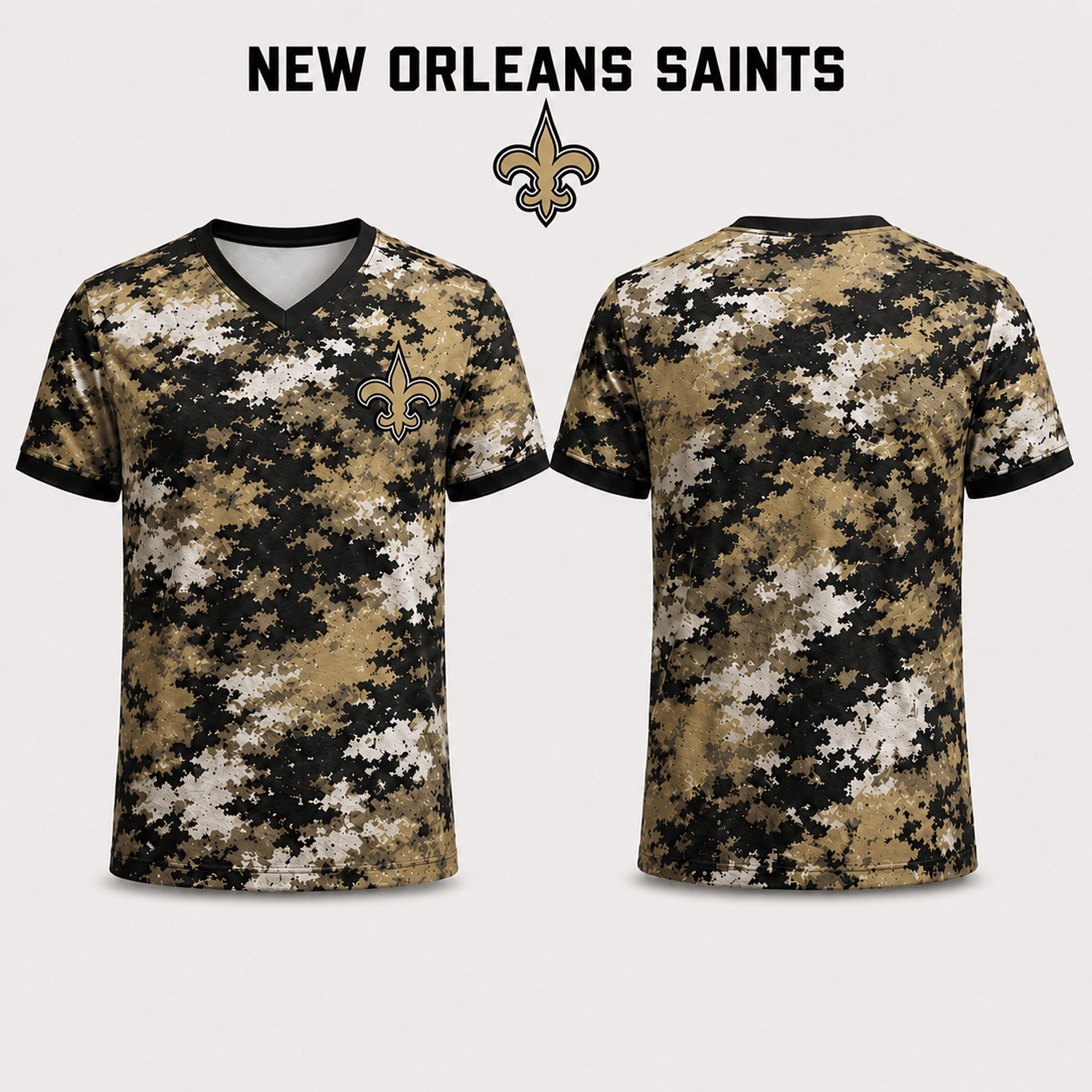 New Orleans Saints Merch Saints Game Day Camo V-Neck Shirt Gifts For Football Lovers 1 - Unicasport New Orleans Saints Merch Saints Game Day Camo V-Neck Shirt Gifts For Football Lovers