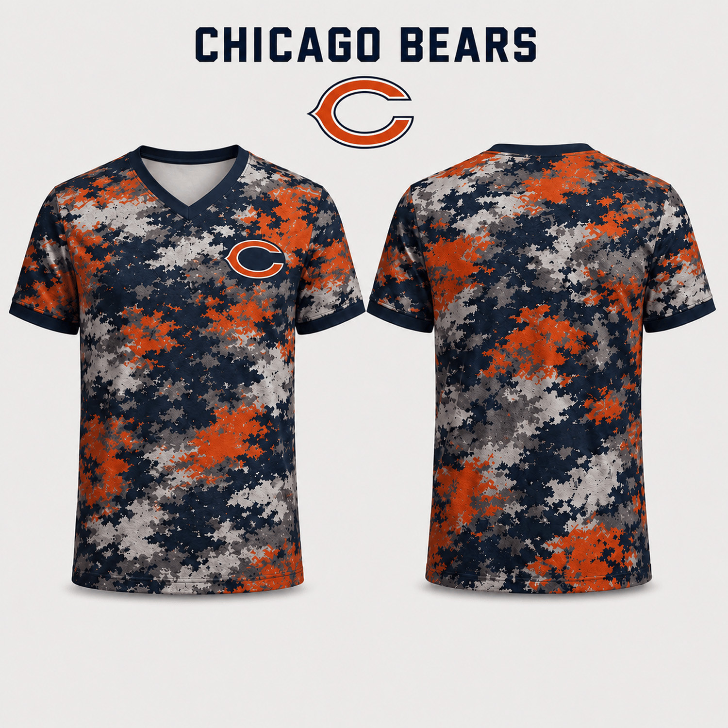 Chicago Bears Merch Bears Game Day Camo V-Neck Shirt Best Gifts For Football Fans 1 - Unicasport Chicago Bears Merch Bears Game Day Camo V-Neck Shirt Best Gifts For Football Fans