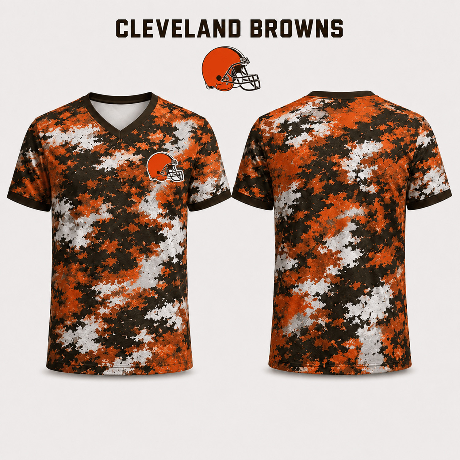 Cleveland Browns Merch Browns Game Day Camo V-Neck Shirt Gift Ideas For Football Lovers 1 - Unicasport Cleveland Browns Merch Browns Game Day Camo V-Neck Shirt Gift Ideas For Football Lovers