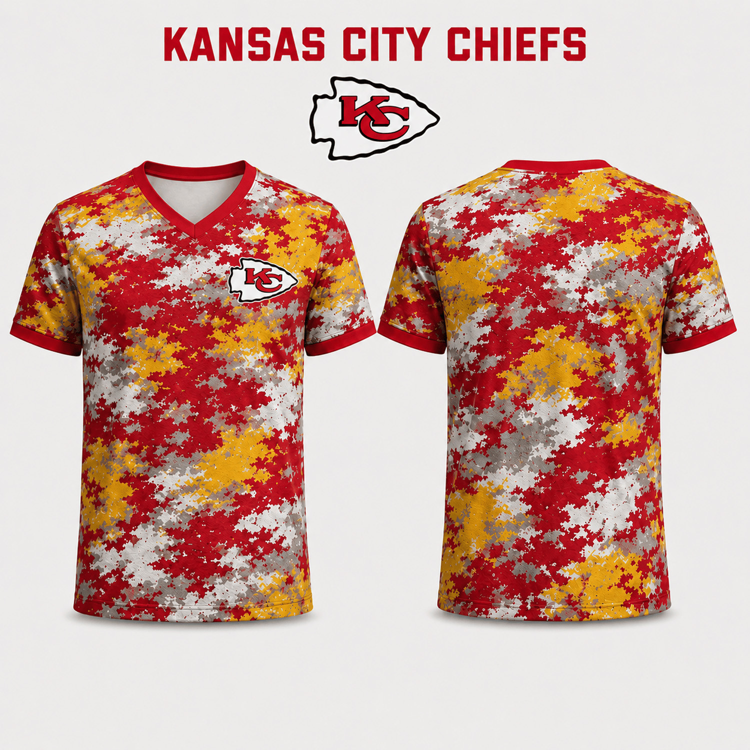 Kansas City Chiefs Merch Chiefs Game Day Camo V-Neck Shirt Gift Ideas For Football Lovers 1 - Unicasport Kansas City Chiefs Merch Chiefs Game Day Camo V-Neck Shirt Gift Ideas For Football Lovers