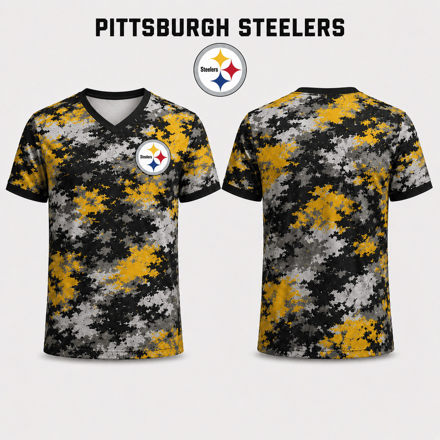 Pittsburgh Steelers Merch Steelers Game Day Camo V-Neck Shirt Best Gift For Football Lovers 1 - Unicasport Pittsburgh Steelers Merch Steelers Game Day Camo V-Neck Shirt Best Gift For Football Lovers