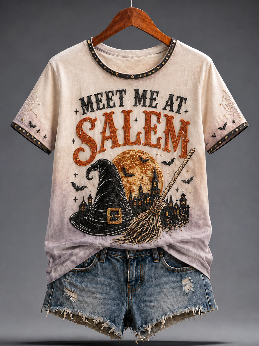 Meet Me At Salem Vintage T-Shirt Spooky Halloween Holiday Apparel Halloween Gifts 1 - Unicasport Meet Me At Salem Vintage T-Shirt Spooky Halloween Holiday Apparel Halloween Gifts