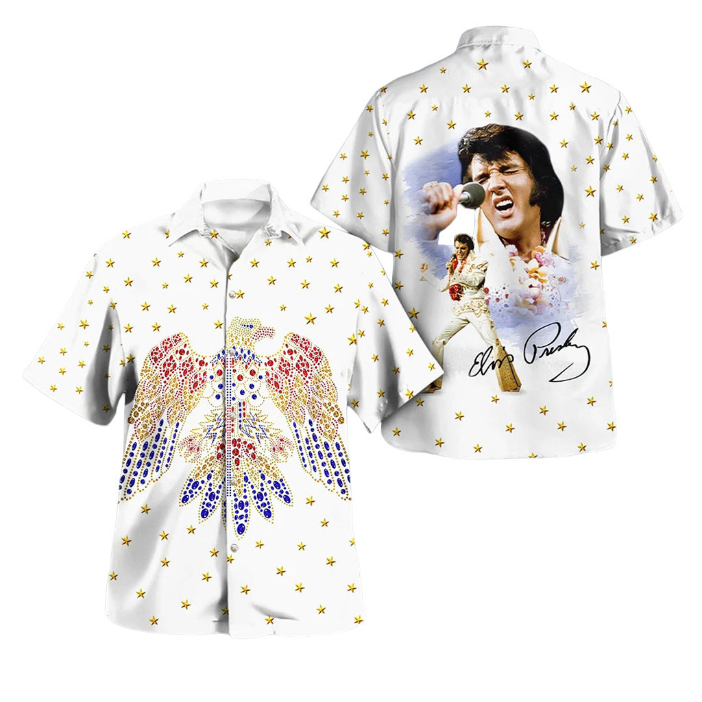 Elvis Presley Rhinestone Eagle Hawaiian Shirt King Of Rock And Roll Signature Apparel For Fans 1 - Unicasport Elvis Presley Rhinestone Eagle Hawaiian Shirt King Of Rock And Roll Signature Apparel For Fans