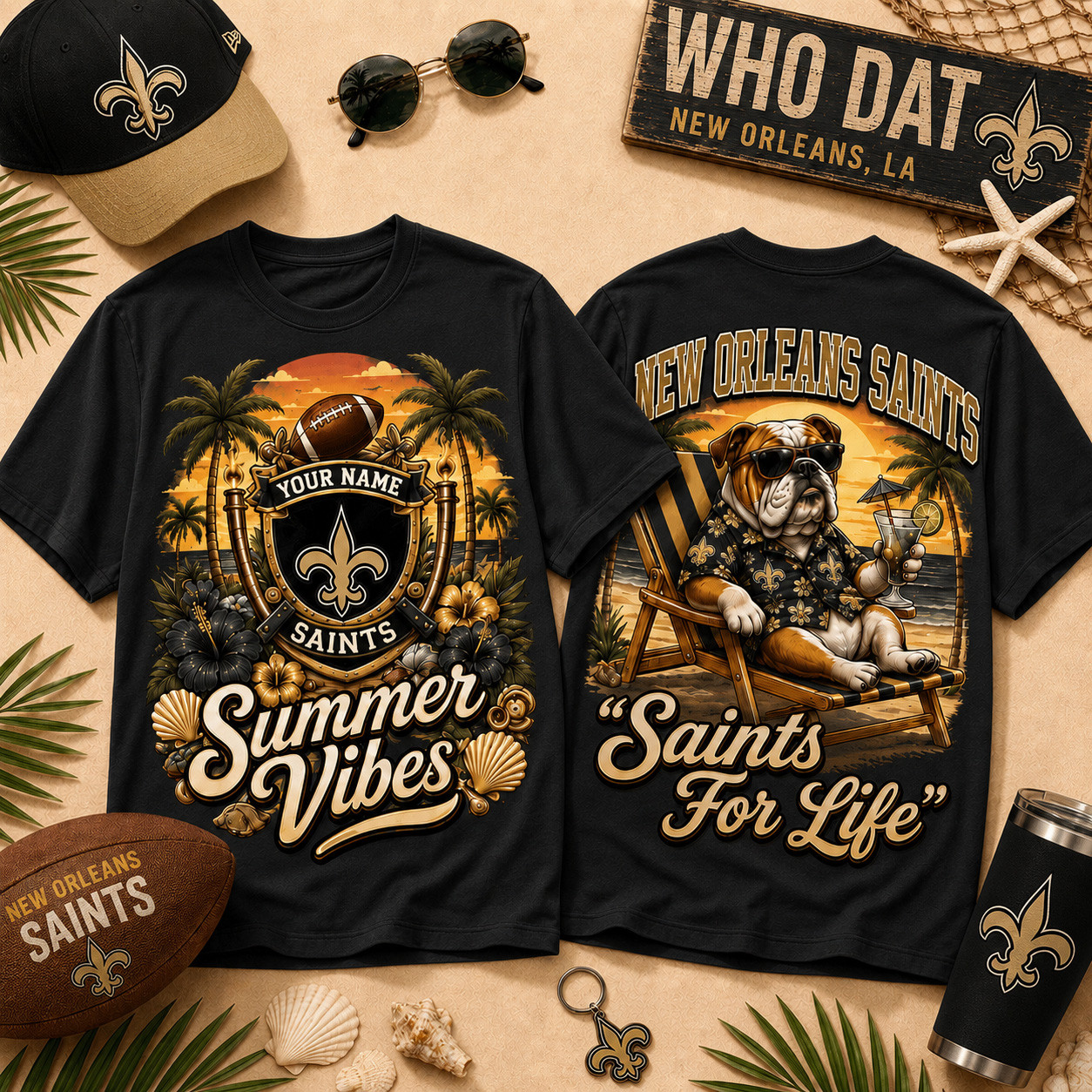 Customized New Orleans Saints Merch Saints Summer Vibes T-Shirt Football Fans Gifts 1 - Unicasport Customized New Orleans Saints Merch Saints Summer Vibes T-Shirt Football Fans Gifts