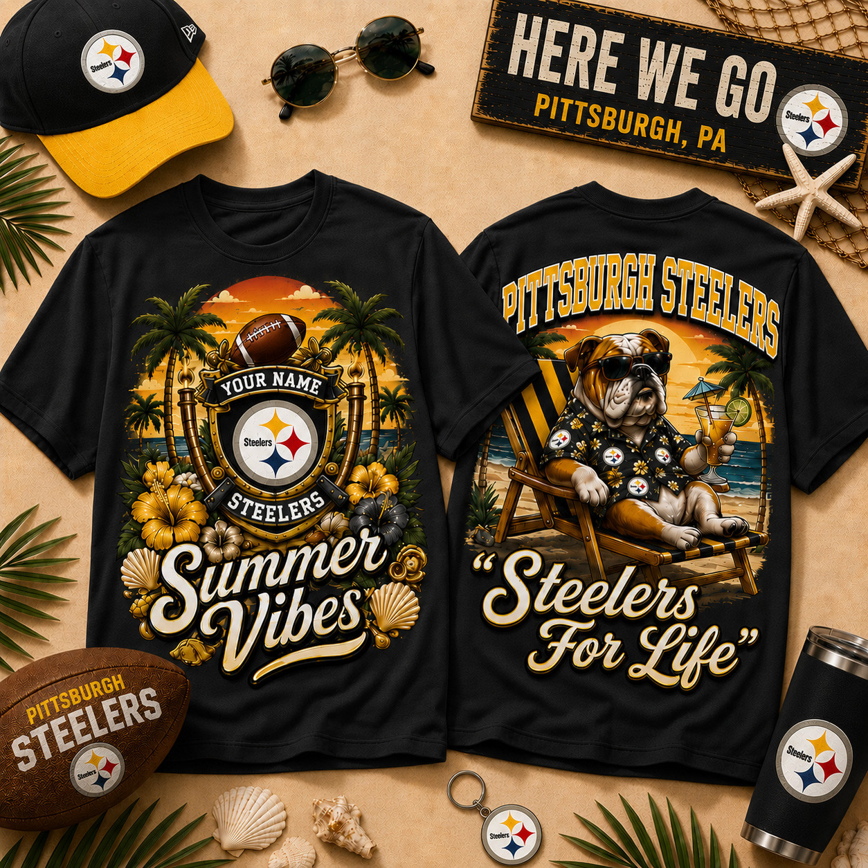 Customized Pittsburgh Steelers Merch Steelers Summer Vibes T-Shirt Football Lovers Gifts 1 - Unicasport Customized Pittsburgh Steelers Merch Steelers Summer Vibes T-Shirt Football Lovers Gifts