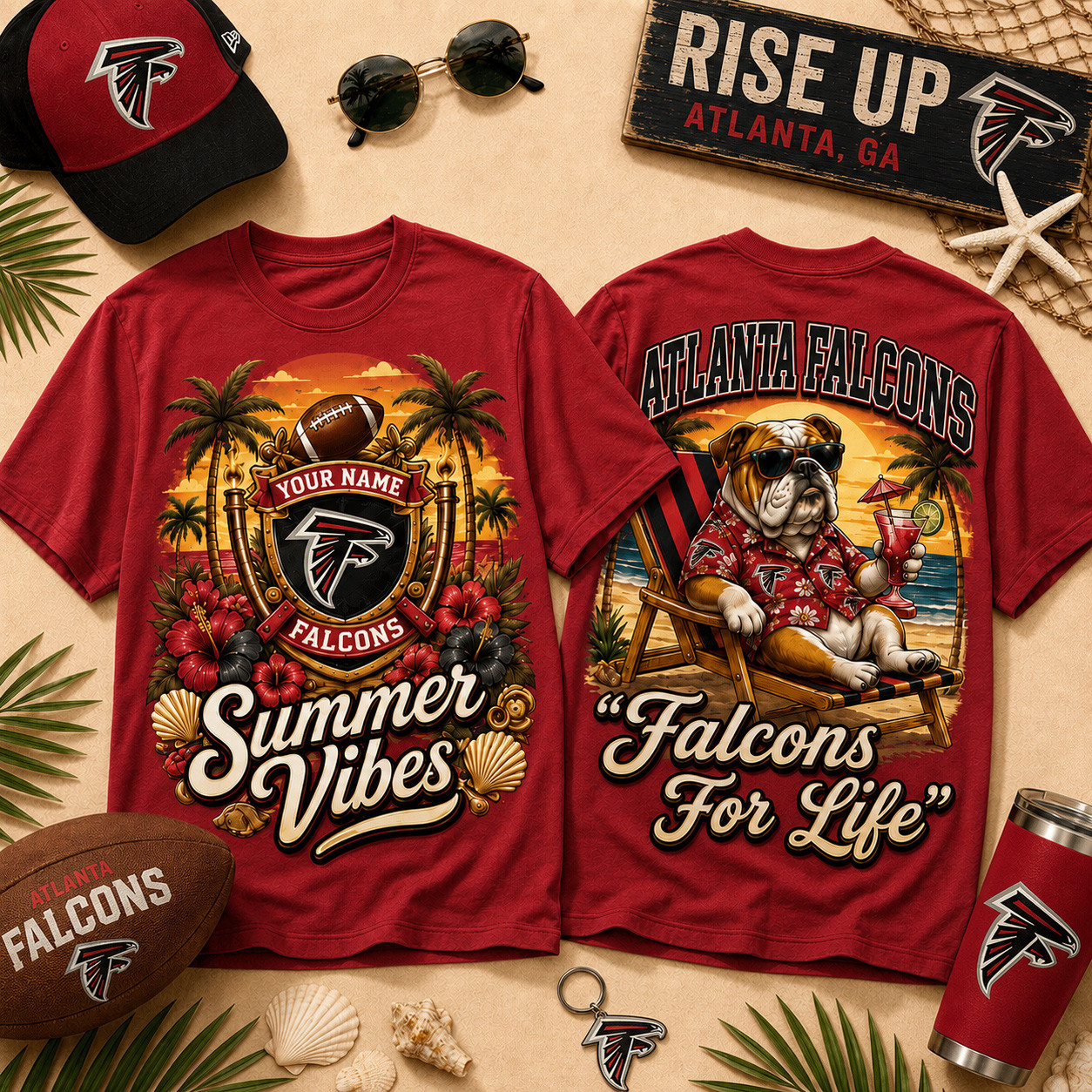 Customized Atlanta Falcons Merch Falcons Summer Vibes T-Shirt Gifts For Football Fans 1 - Unicasport Customized Atlanta Falcons Merch Falcons Summer Vibes T-Shirt Gifts For Football Fans