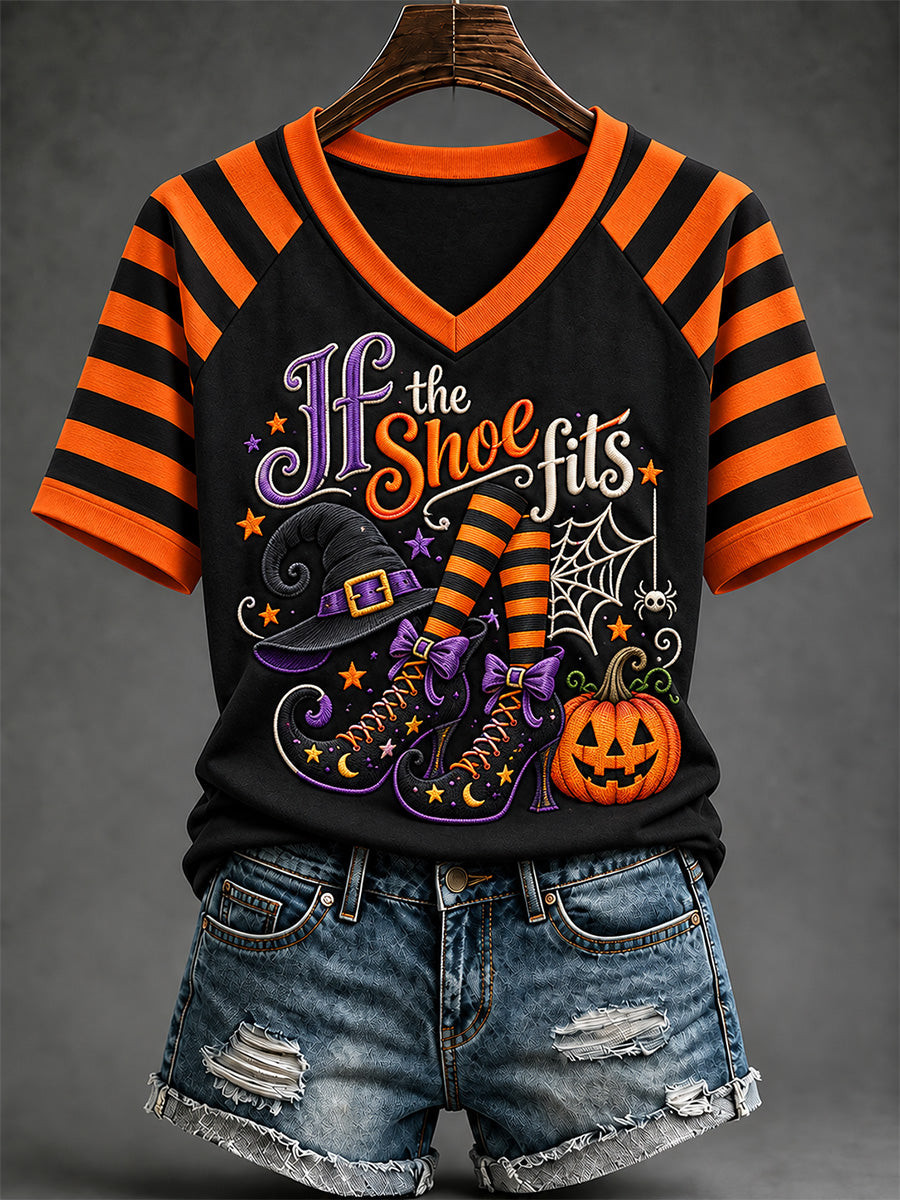 If The Shoe Fits Halloween V-Neck Shirt Best Halloween Clothes Gifts For Bestie 1 - Unicasport If The Shoe Fits Halloween V-Neck Shirt Best Halloween Clothes Gifts For Bestie