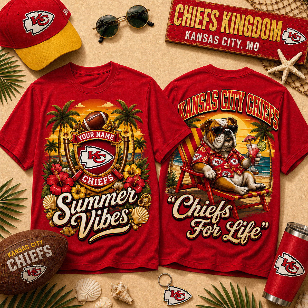 Customized Kansas City Chiefs Merch Chiefs Summer Vibes T-Shirt Football Fan Gift Ideas 1 - Unicasport Customized Kansas City Chiefs Merch Chiefs Summer Vibes T-Shirt Football Fan Gift Ideas