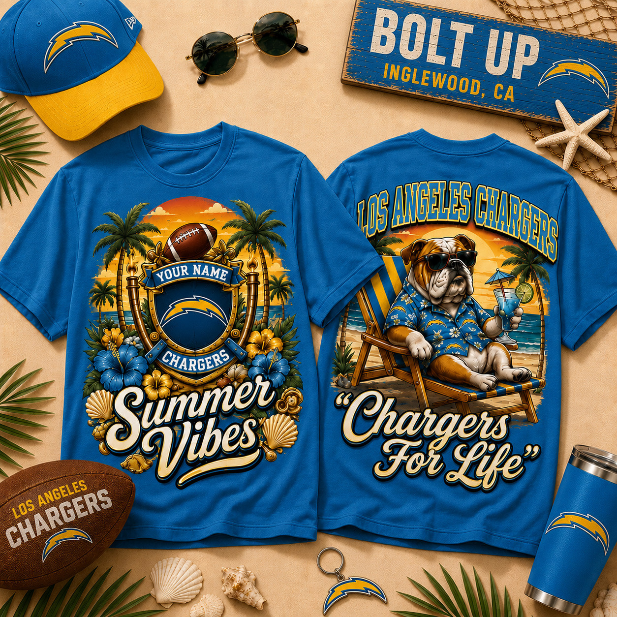 Customized Los Angeles Chargers Merch Chargers Summer Vibes T-Shirt Football Fan Gift Ideas 1 - Unicasport Customized Los Angeles Chargers Merch Chargers Summer Vibes T-Shirt Football Fan Gift Ideas