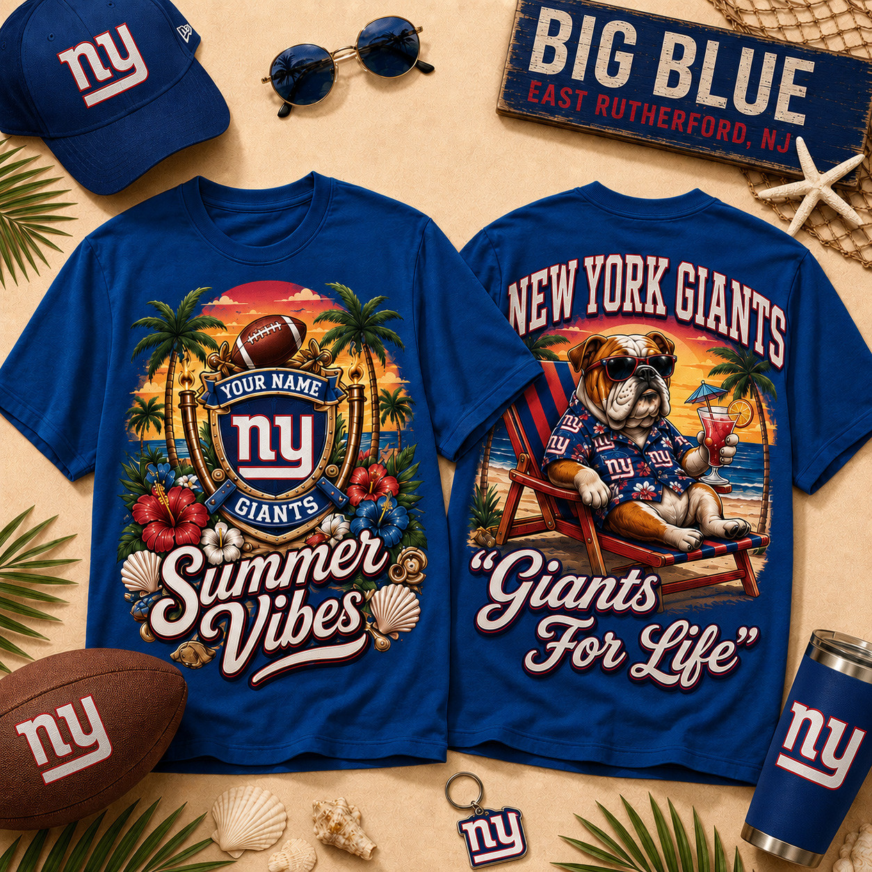 Customized New York Giants Merch Giants Summer Vibes T-Shirt Football Fans Gifts 1 - Unicasport Customized New York Giants Merch Giants Summer Vibes T-Shirt Football Fans Gifts