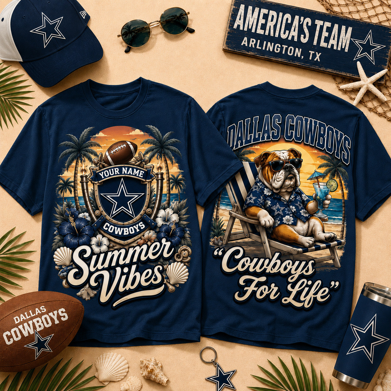 Customized Dallas Cowboys Merch Cowboys Summer Vibes T-Shirt Football Fan Gift Ideas 1 - Unicasport Customized Dallas Cowboys Merch Cowboys Summer Vibes T-Shirt Football Fan Gift Ideas