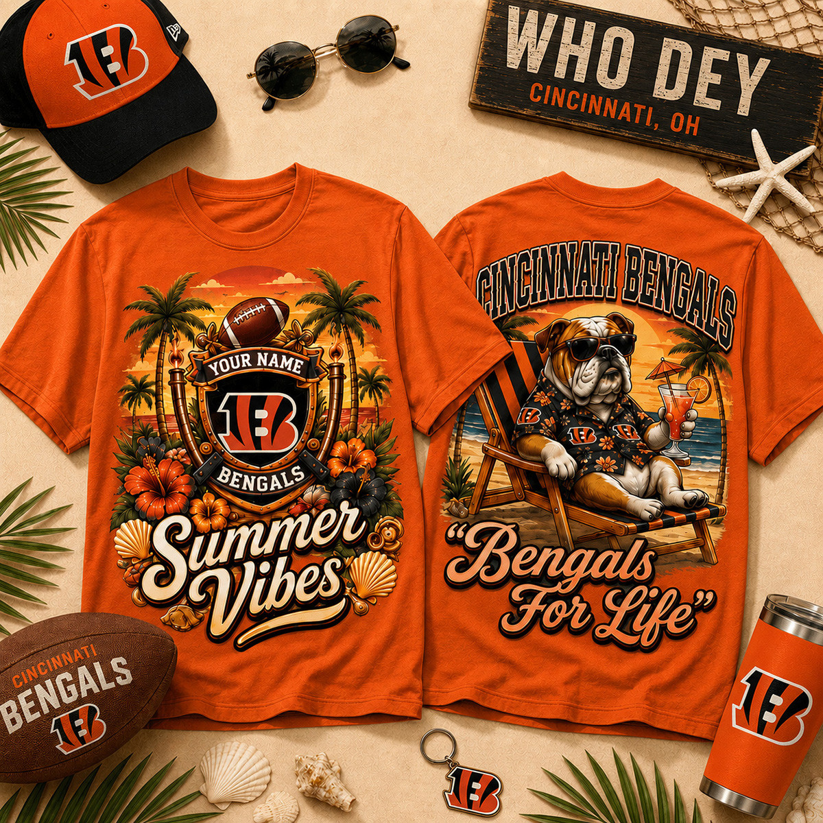 Customized Cincinnati Bengals Merch Bengals Summer Vibes T-Shirt Gifts For Football Fans 1 - Unicasport Customized Cincinnati Bengals Merch Bengals Summer Vibes T-Shirt Gifts For Football Fans