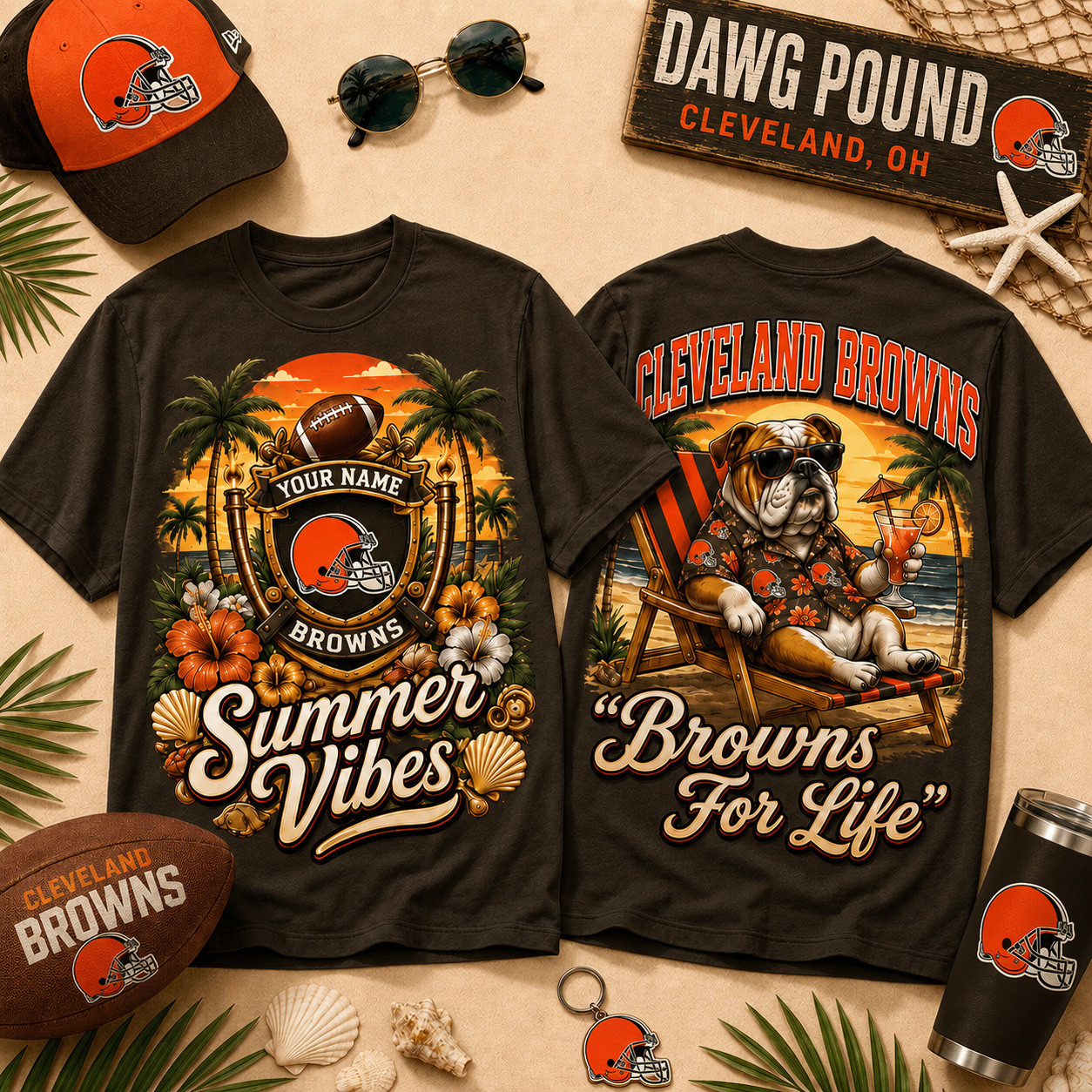 Customized Cleveland Browns Merch Browns Summer Vibes T-Shirt Gifts For Football Fans 1 - Unicasport Customized Cleveland Browns Merch Browns Summer Vibes T-Shirt Gifts For Football Fans