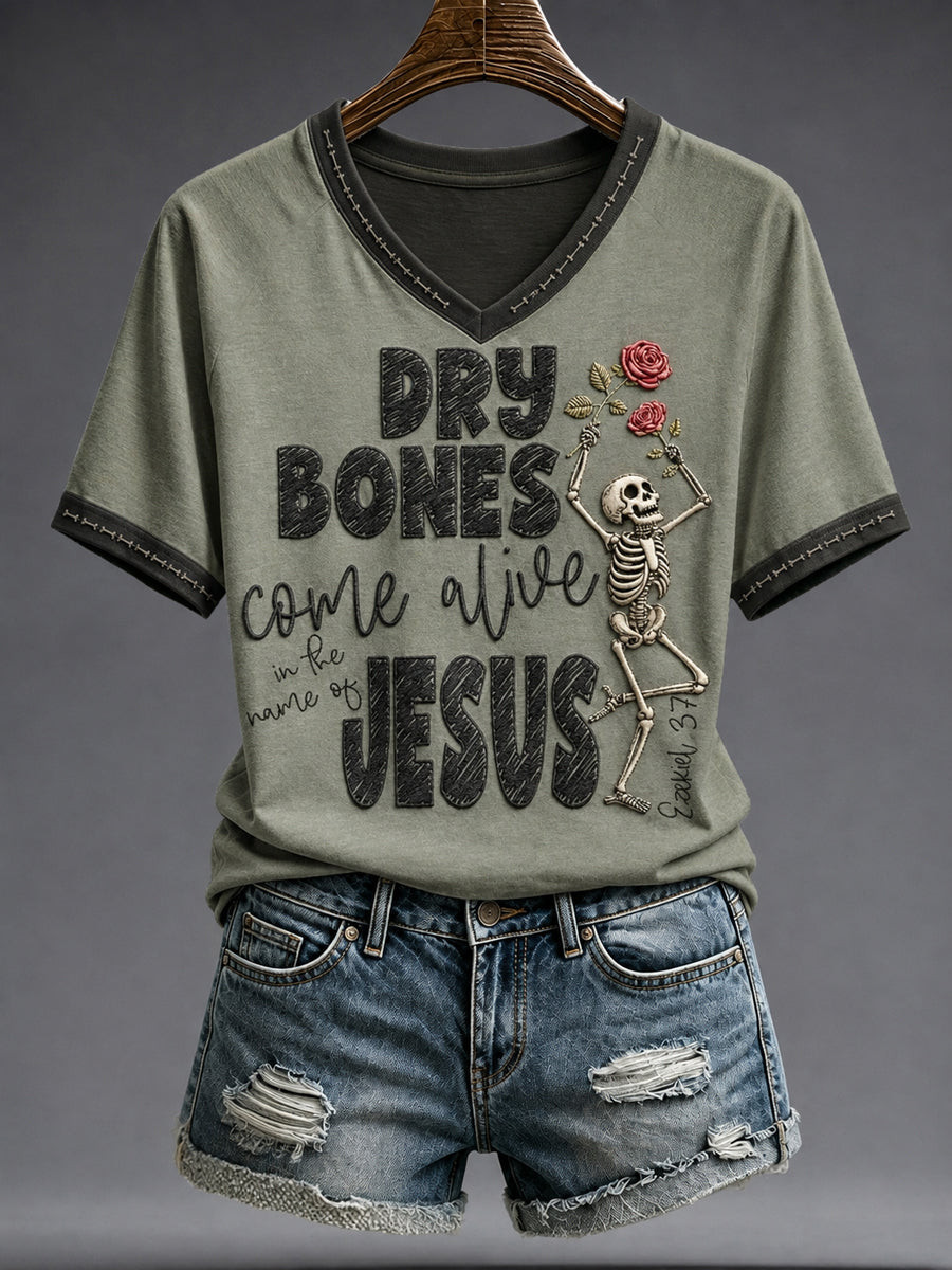 Dry Bones Come Alive V-Neck Shirt Sporty Faith Clothing Religious Gift For Sister 1 - Unicasport Dry Bones Come Alive V-Neck Shirt Sporty Faith Clothing Religious Gift For Sister