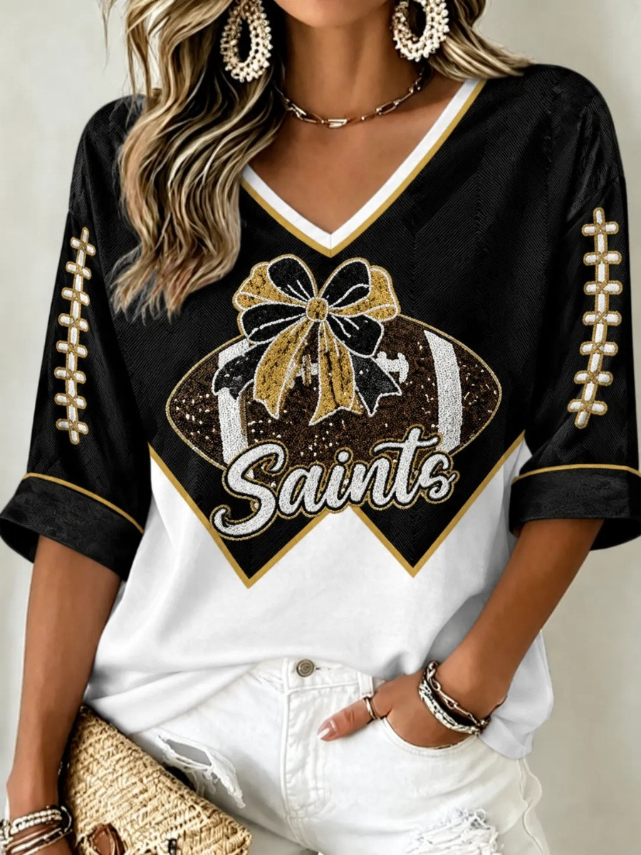 New Orleans Saints Merch Saints National Football V-Neck Shirt Gift For Her 1 - Unicasport New Orleans Saints Merch Saints National Football V-Neck Shirt Gift For Her