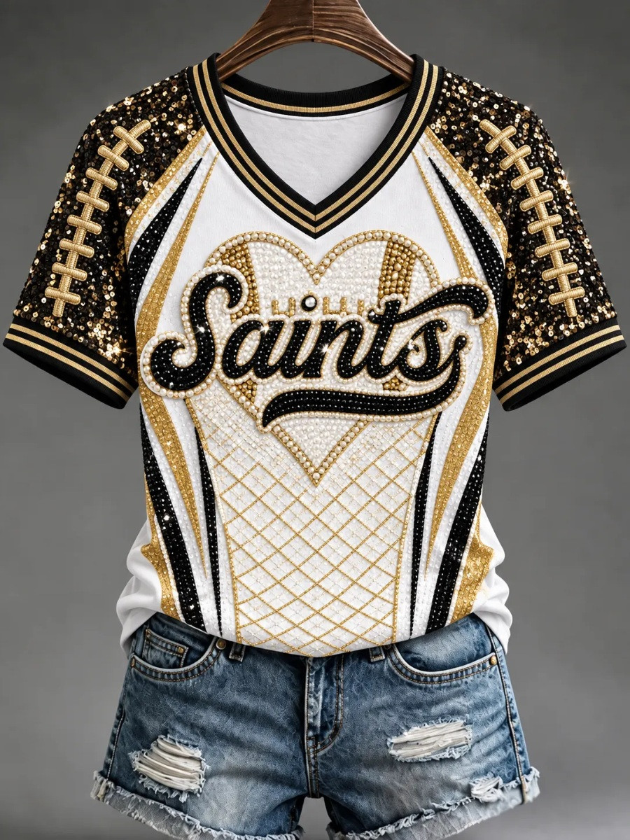New Orleans Saints Merch Saints National Football V-Neck Shirt Fan Gift For Her 1 - Unicasport New Orleans Saints Merch Saints National Football V-Neck Shirt Fan Gift For Her