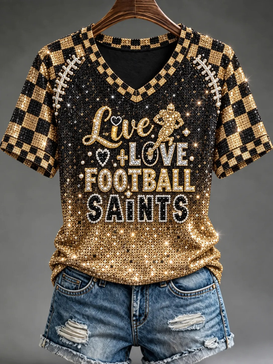 New Orleans Saints Merch Live Love Football Saints V-Neck Shirt Gift For Her 1 - Unicasport New Orleans Saints Merch Live Love Football Saints V-Neck Shirt Gift For Her