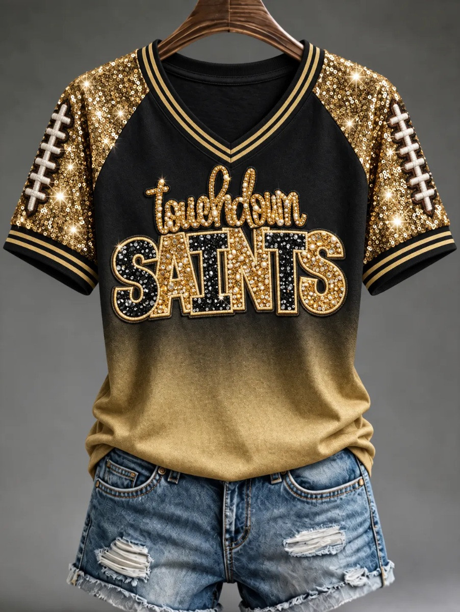 New Orleans Saints Merch Touchdown Saints Football Team V-Neck Shirt Wife Gift 1 - Unicasport New Orleans Saints Merch Touchdown Saints Football Team V-Neck Shirt Wife Gift