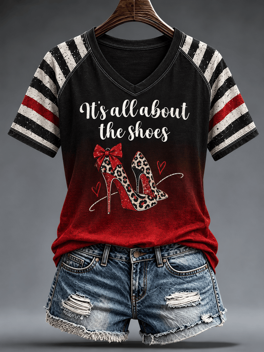 It's All About The Shoes V-Neck Shirt Fun Spooky Halloween Clothing Gift For Her 1 - Unicasport It's All About The Shoes V-Neck Shirt Fun Spooky Halloween Clothing Gift For Her