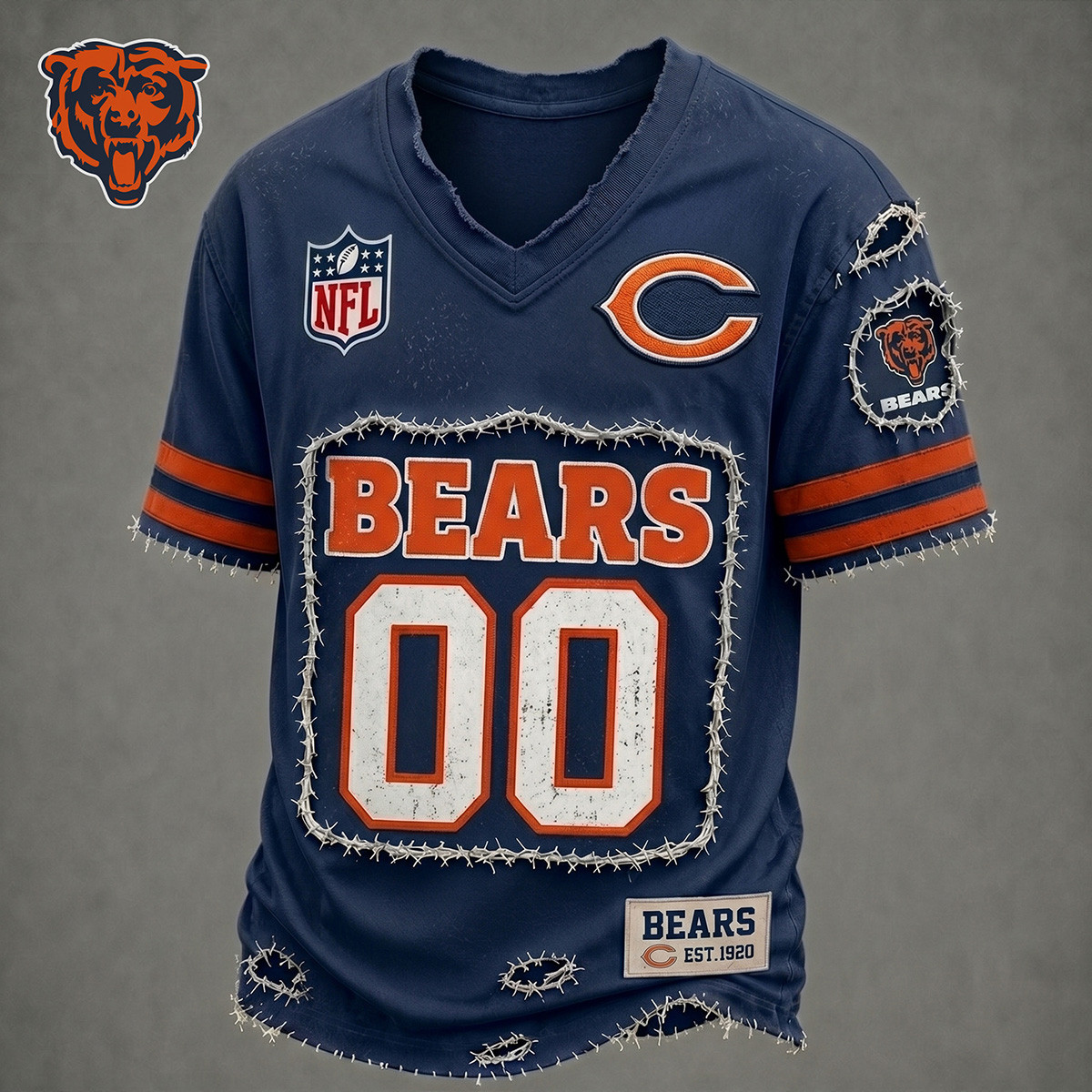 Customized Chicago Bears Football NFL Merch V-Neck Shirt Gift For Bears Football Fans 1 - Unicasport Customized Chicago Bears Football NFL Merch V-Neck Shirt Gift For Bears Football Fans