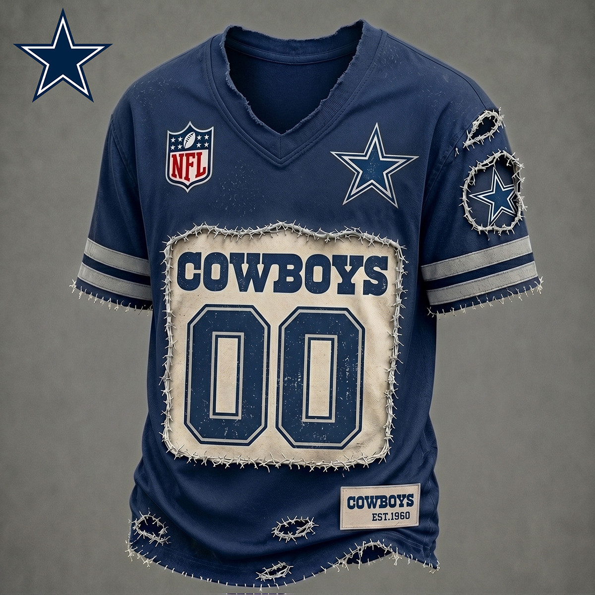 Customized Dallas Cowboys Football NFL Merch V-Neck T-Shirt Gift For Football Fan 1 - Unicasport Customized Dallas Cowboys Football NFL Merch V-Neck T-Shirt Gift For Football Fan