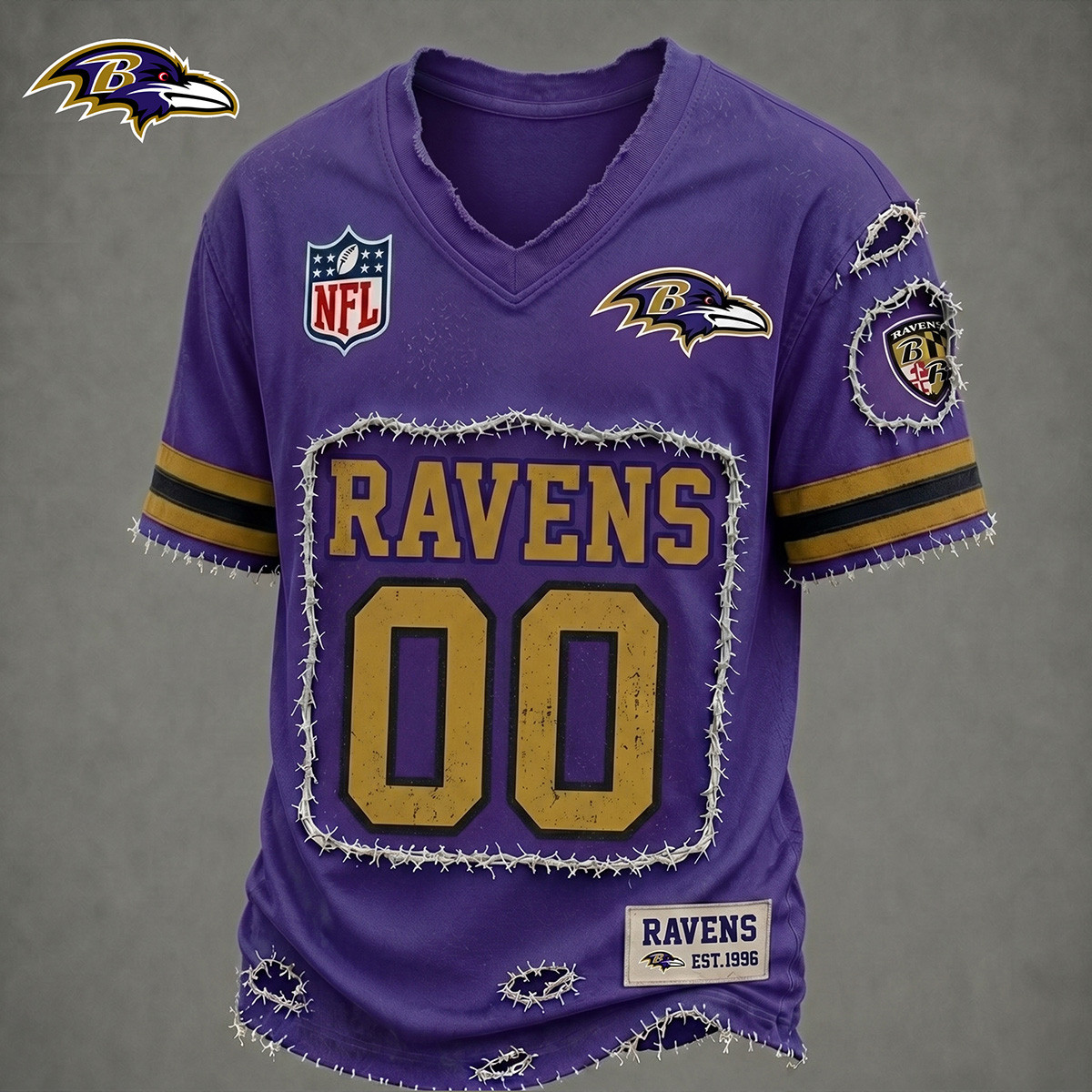 Customized Baltimore Ravens Football NFL Merch V-Neck Shirt Gift For Bears Football Lovers 1 - Unicasport Customized Baltimore Ravens Football NFL Merch V-Neck Shirt Gift For Bears Football Lovers