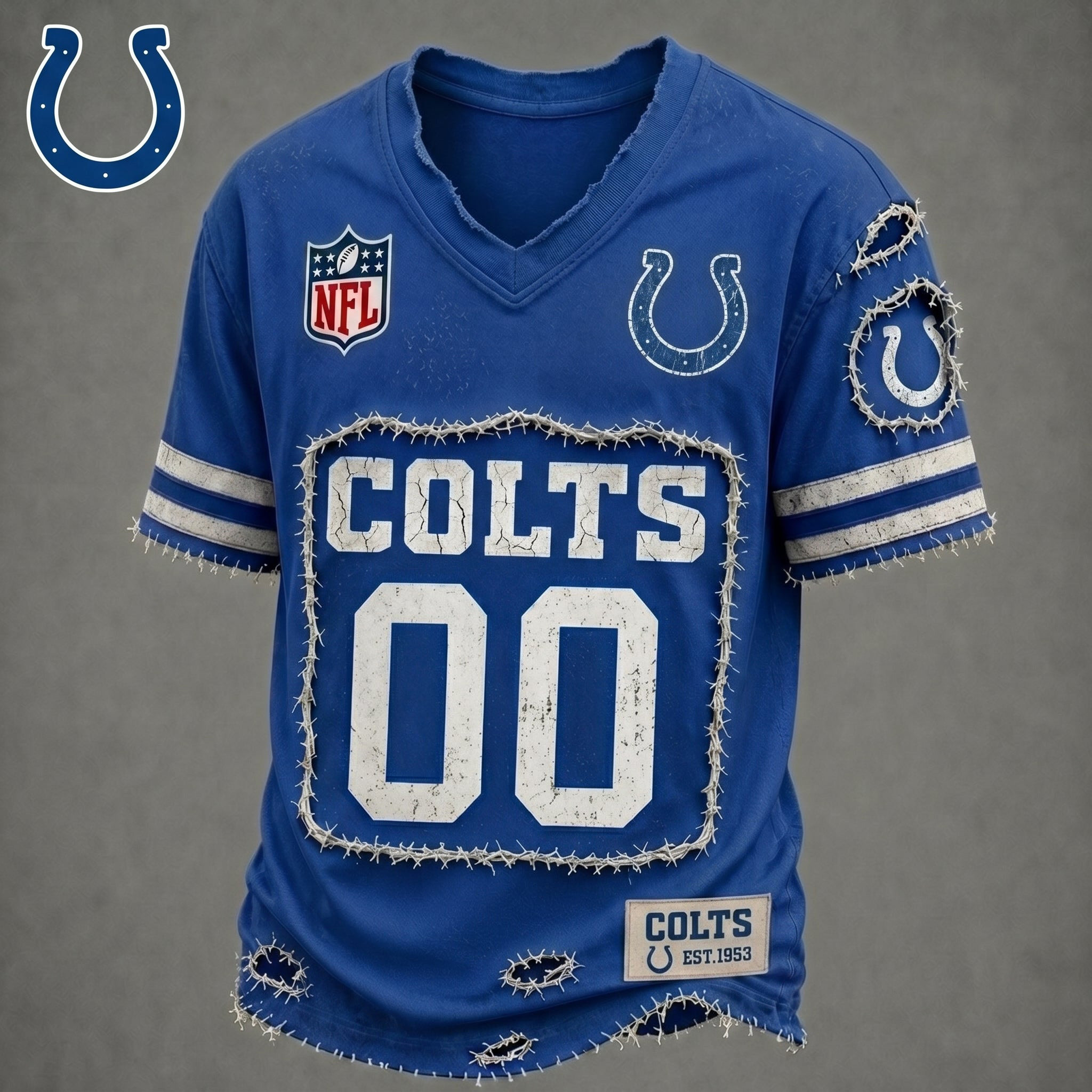 Customized Indianapolis Colts Football NFL Merch Colts Logo V-Neck T-Shirt Gift For Brothers 1 - Unicasport Customized Indianapolis Colts Football NFL Merch Colts Logo V-Neck T-Shirt Gift For Brothers