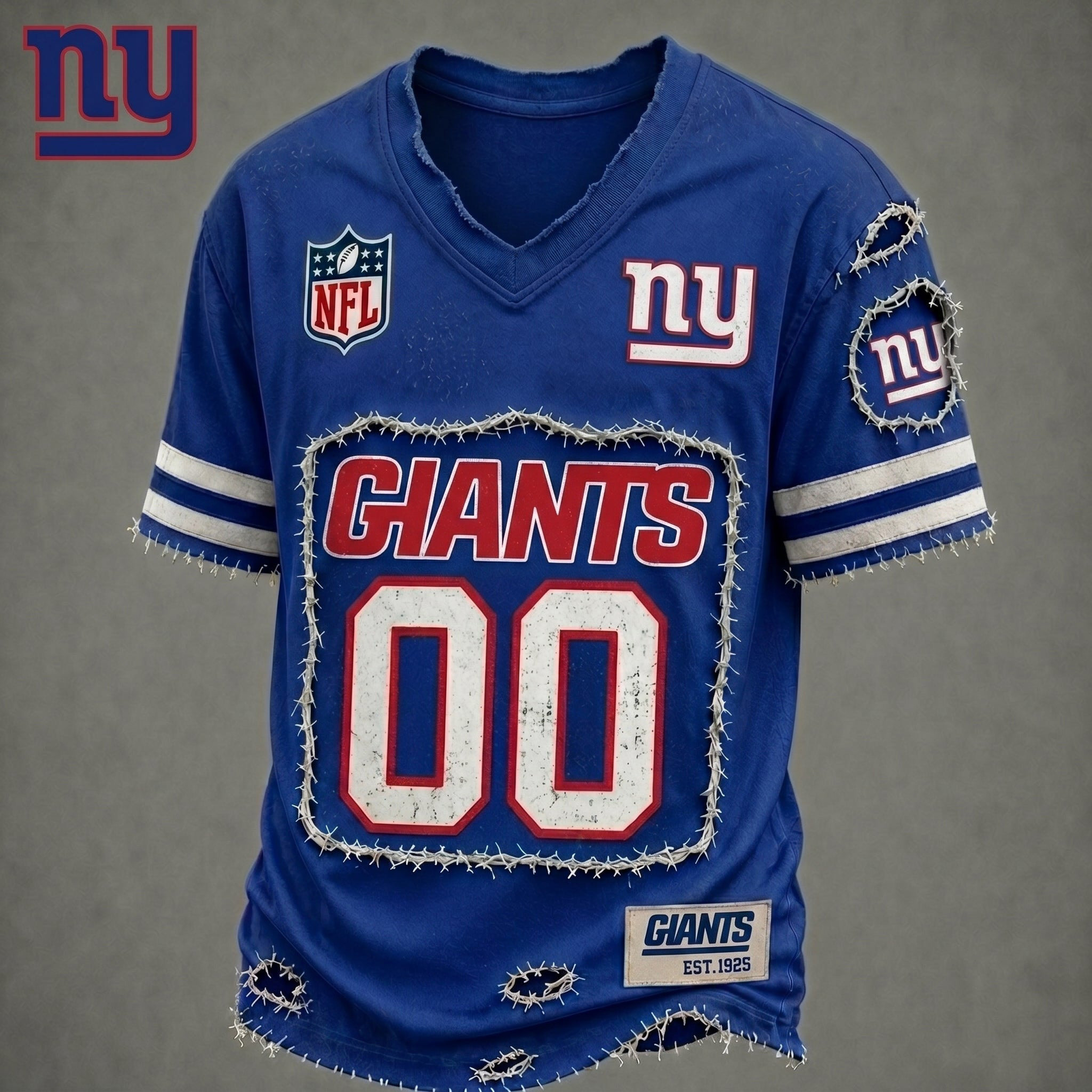 Customized New York Giants Football NFL Merch Giants Logo V-Neck T-Shirt Fans Gift 1 - Unicasport Customized New York Giants Football NFL Merch Giants Logo V-Neck T-Shirt Fans Gift