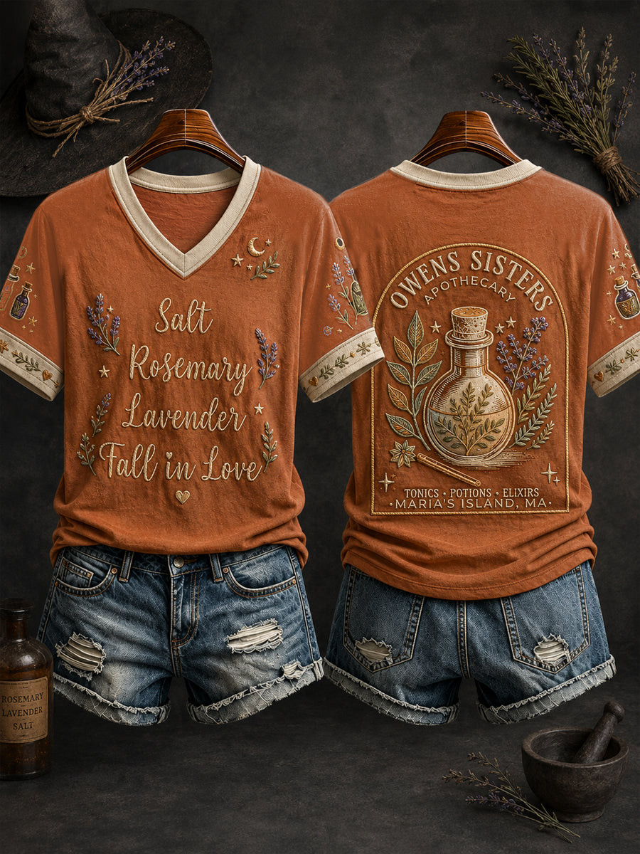 Halloween Salt Rosemary Lavender Fall In Love V-Neck Shirt Halloween Themed Apparel Gifts For A Horror Lover 1 - Unicasport Halloween Salt Rosemary Lavender Fall In Love V-Neck Shirt Halloween Themed Apparel Gifts For A Horror Lover