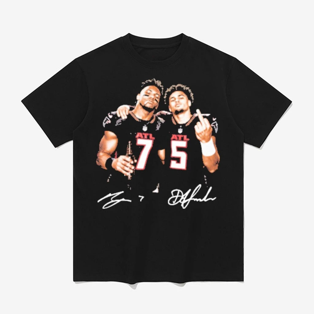 Bijan Robinson Drake London Atlanta Football Middle Finger T-Shirt Atlanta Falcons Merch 1 - Unicasport Bijan Robinson Drake London Atlanta Football Middle Finger T-Shirt Atlanta Falcons Merch