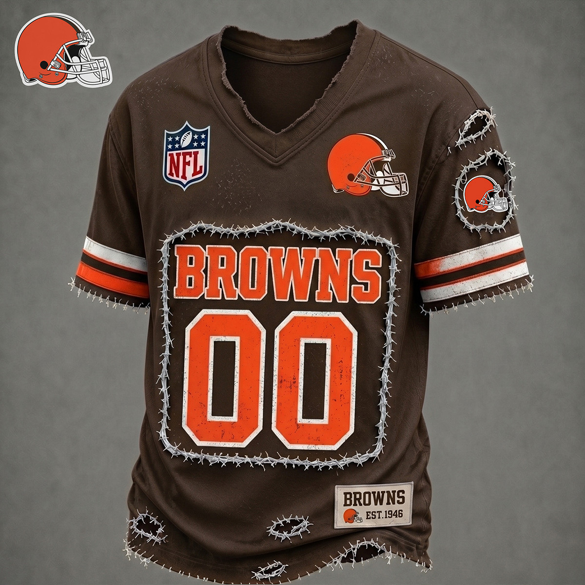 Customized Cleveland Browns Football NFL Merch V-Neck Shirt Gift For Browns Football Fans 1 - Unicasport Customized Cleveland Browns Football NFL Merch V-Neck Shirt Gift For Browns Football Fans