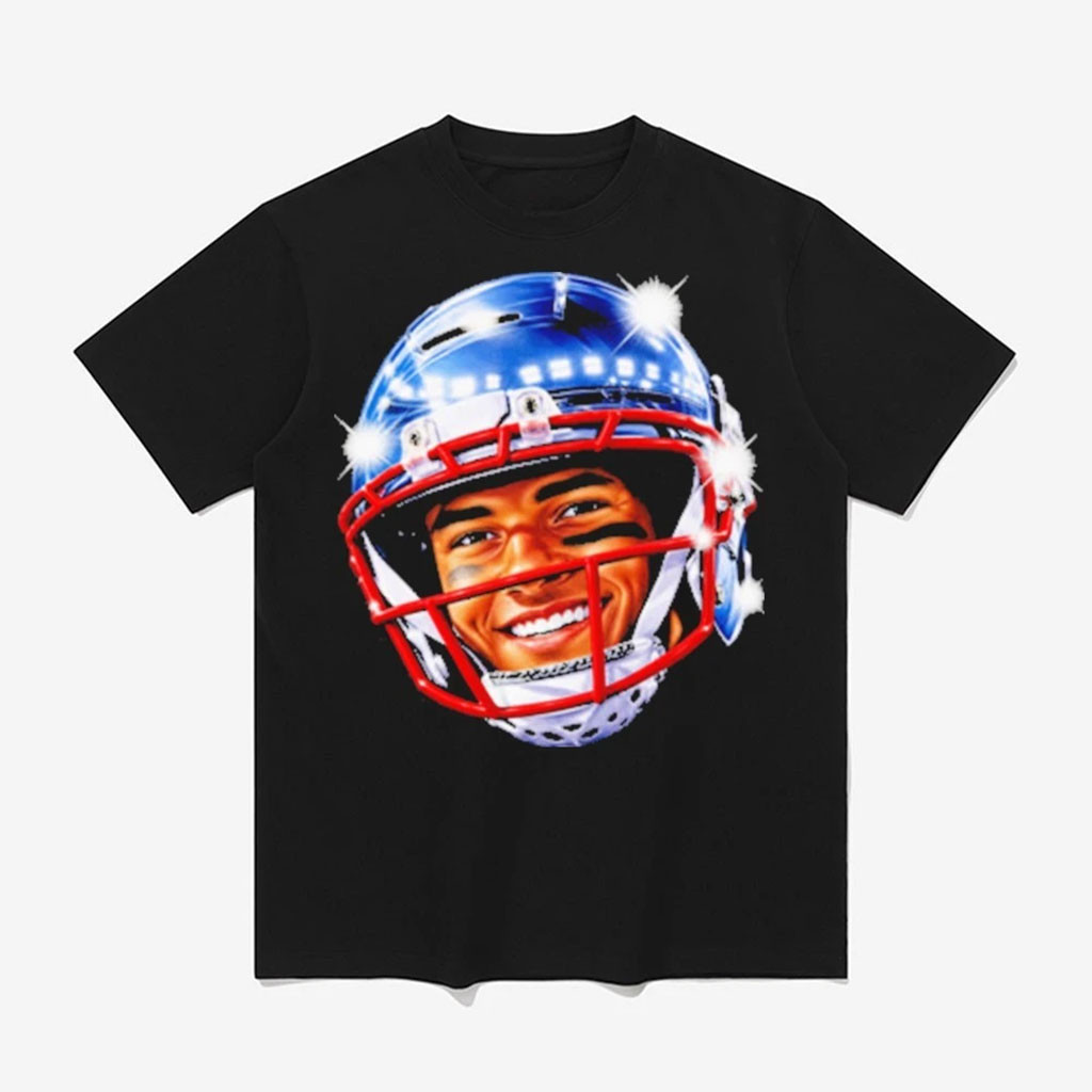 Christian Mccaffrey Stanford Football Player Wearing Helmet Smiling T-Shirt SF 49ers Merch