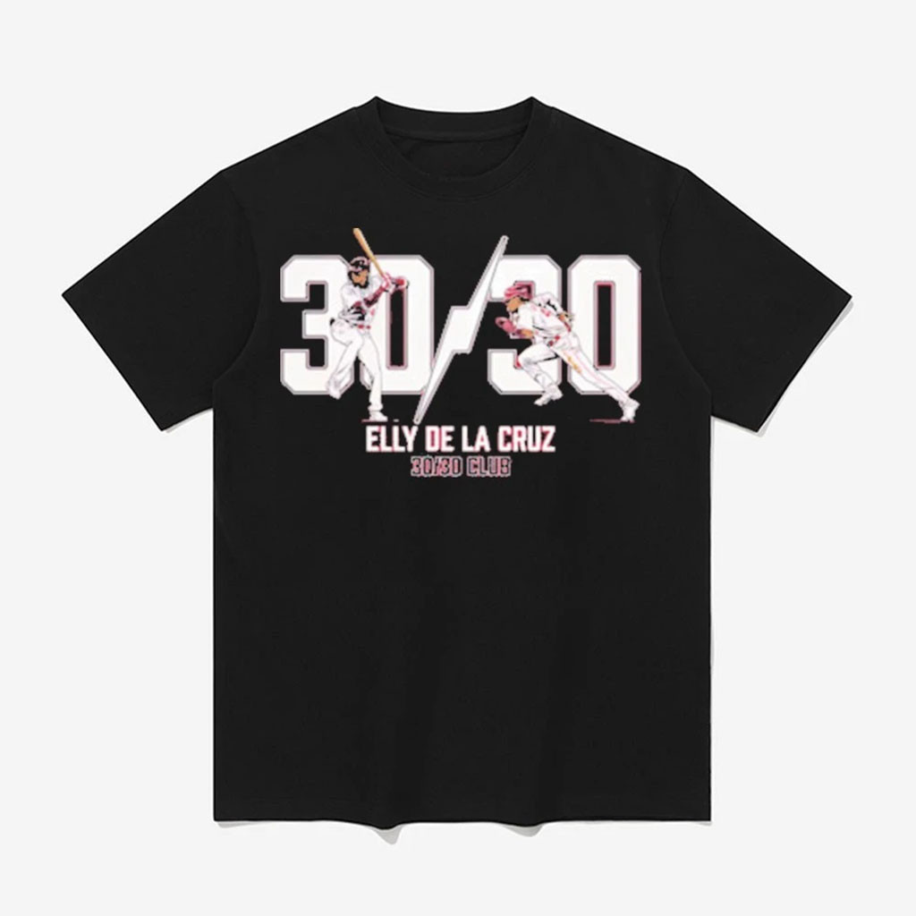 Elly De La Cruz Cincinnati Reds 30-30 Club Milestone Baseball T-Shirt Cincinnati Reds Merch 1 - Unicasport Elly De La Cruz Cincinnati Reds 30-30 Club Milestone Baseball T-Shirt Cincinnati Reds Merch