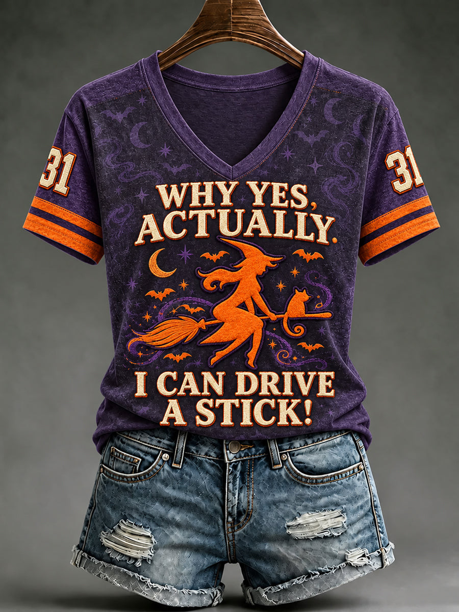 Why Yes Actually I Am A Witch Halloween V-Neck Shirt Halloween Inspired Clothing Gift For Friends 1 - Unicasport Why Yes Actually I Am A Witch Halloween V-Neck Shirt Halloween Inspired Clothing Gift For Friends