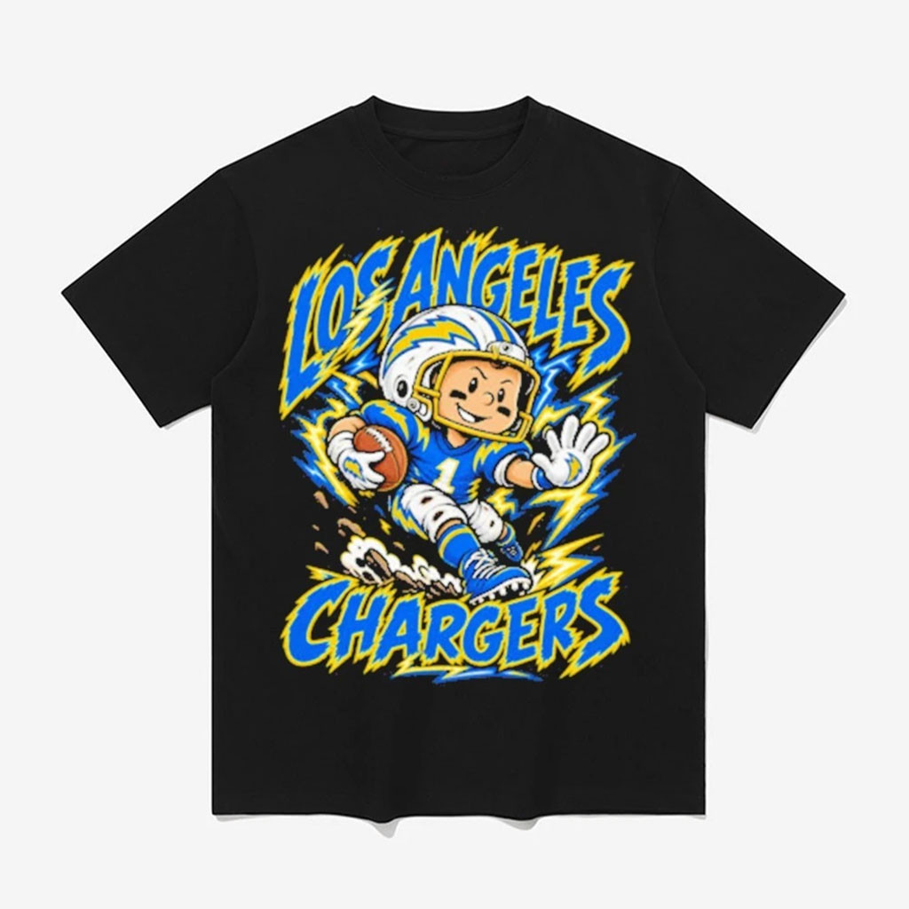 Los Angeles Chargers Football Cartoon Mascot Lightning Blue T-Shirt LA Chargers Merch Gifts