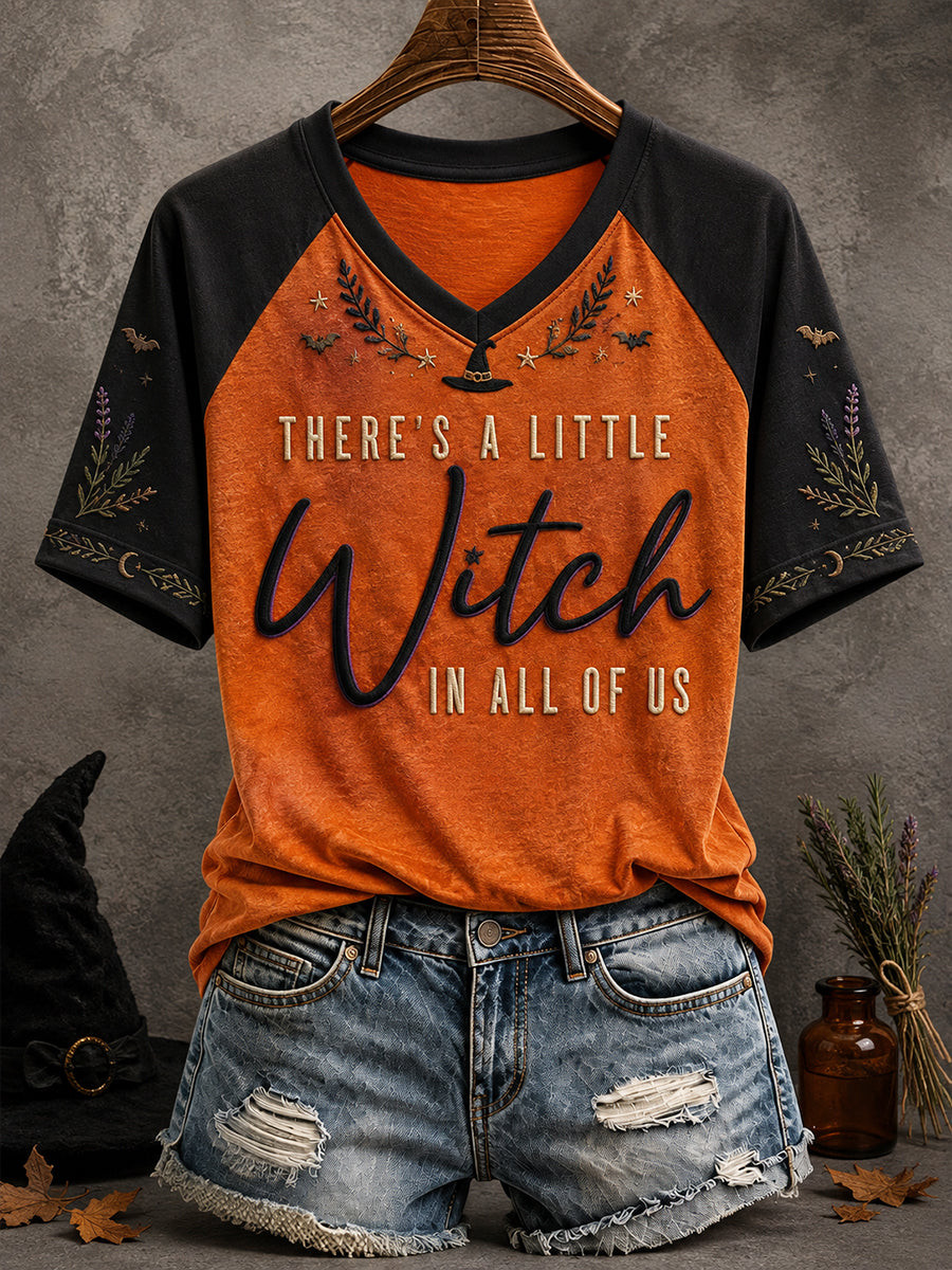There's A Little Witch In All Of Us V-Neck Shirt Practical Magic Movie Quote Apparel Outfit For Girlfriend 1 - Unicasport There's A Little Witch In All Of Us V-Neck Shirt Practical Magic Movie Quote Apparel Outfit For Girlfriend