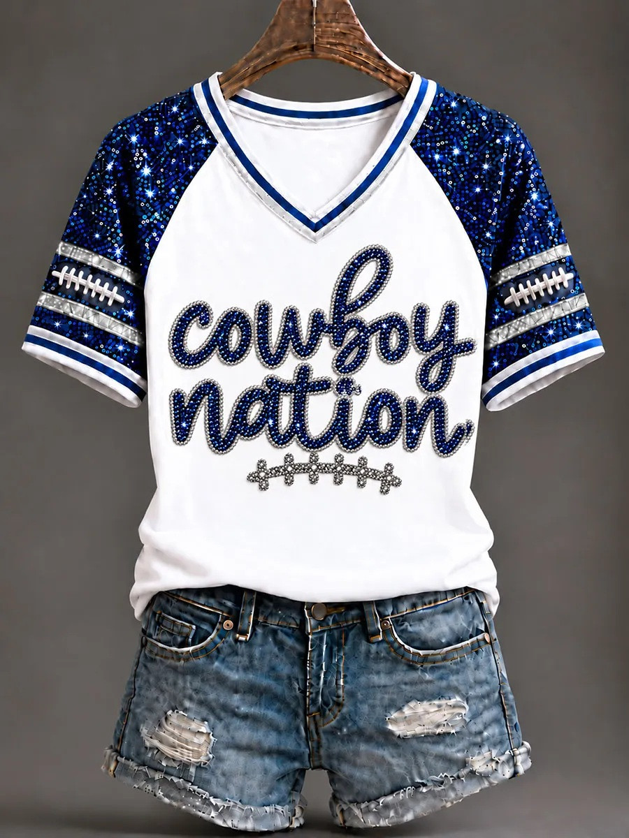 Dallas Cowboys Merch Cowboy Nation Football Gameday V-Neck Shirt Gift For Women 1 - Unicasport Dallas Cowboys Merch Cowboy Nation Football Gameday V-Neck Shirt Gift For Women