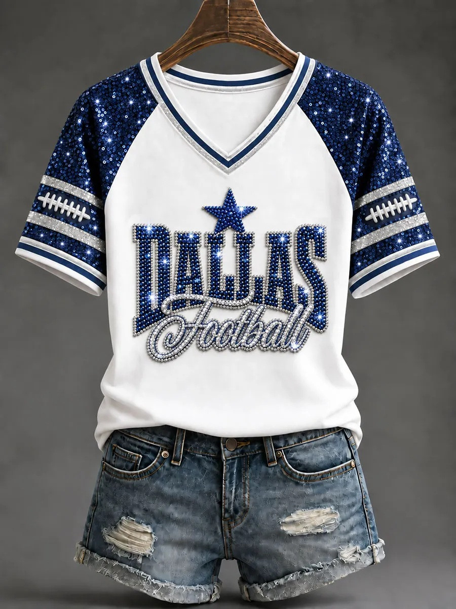 Dallas Cowboys Merch Dallas Football Game Day V-Neck Shirt Mom Gift 1 - Unicasport Dallas Cowboys Merch Dallas Football Game Day V-Neck Shirt Mom Gift