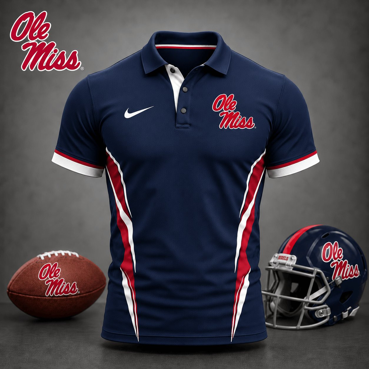 Ole Miss Rebels NCAA Merch Polo Shirt College Football Clothes Rebels Fans Gifts 1 - Unicasport Ole Miss Rebels NCAA Merch Polo Shirt College Football Clothes Rebels Fans Gifts