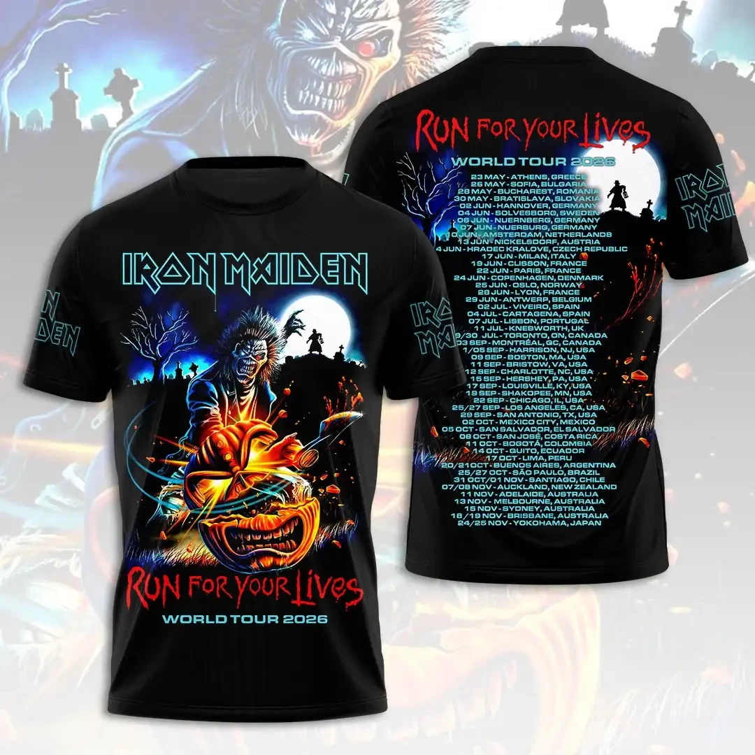 Iron Maiden World Tour Merch 2026 Run For Your Lives Tour Dates T-Shirt Cool Gift For Metalhead 1 - Unicasport Iron Maiden World Tour Merch 2026 Run For Your Lives Tour Dates T-Shirt Cool Gift For Metalhead
