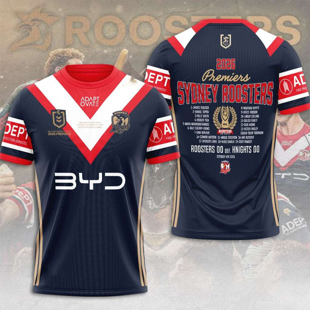 Sydney Roosters 2026 NRL Premiers T-Shirt Sydney Roosters Merch Champions Tee Fan Gifts 1 - Unicasport Sydney Roosters 2026 NRL Premiers T-Shirt Sydney Roosters Merch Champions Tee Fan Gifts