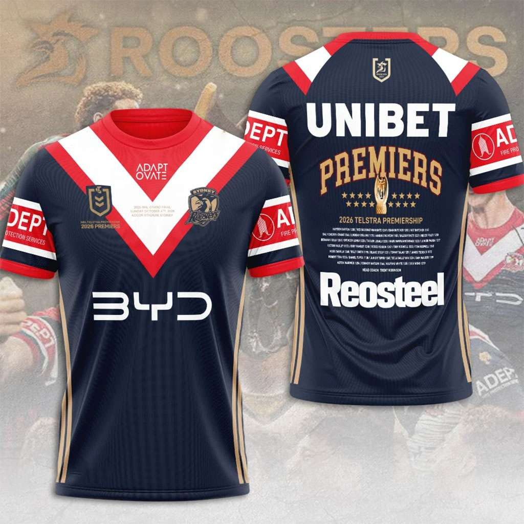 Sydney Roosters Merch 2026 NRL Premiers T-Shirt Champion Shirt Gift For Rugby Fans 1 - Unicasport Sydney Roosters Merch 2026 NRL Premiers T-Shirt Champion Shirt Gift For Rugby Fans