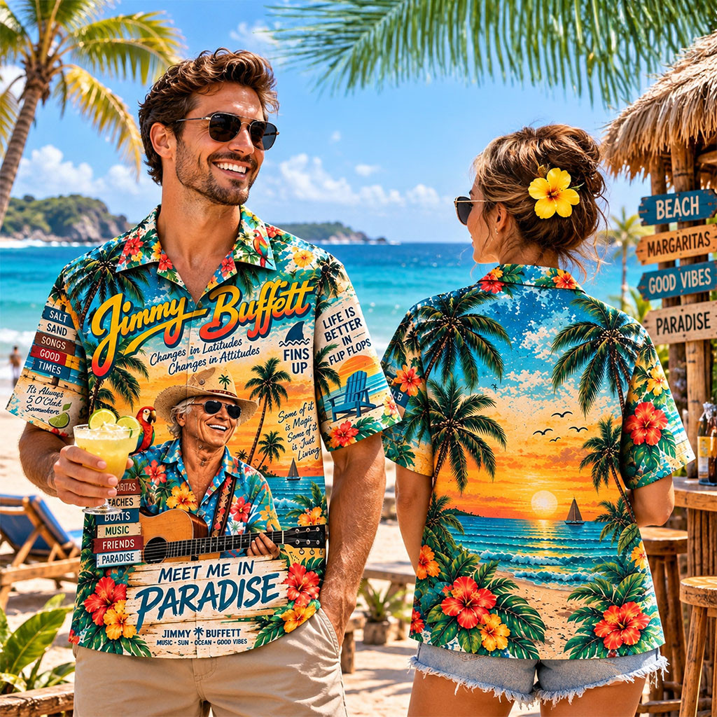 Jimmy Buffett Meet Me In Paradise Tropical Hawaiian Shirt Jimmy Buffett Merch Fans Gifts 1 - Unicasport Jimmy Buffett Meet Me In Paradise Tropical Hawaiian Shirt Jimmy Buffett Merch Fans Gifts