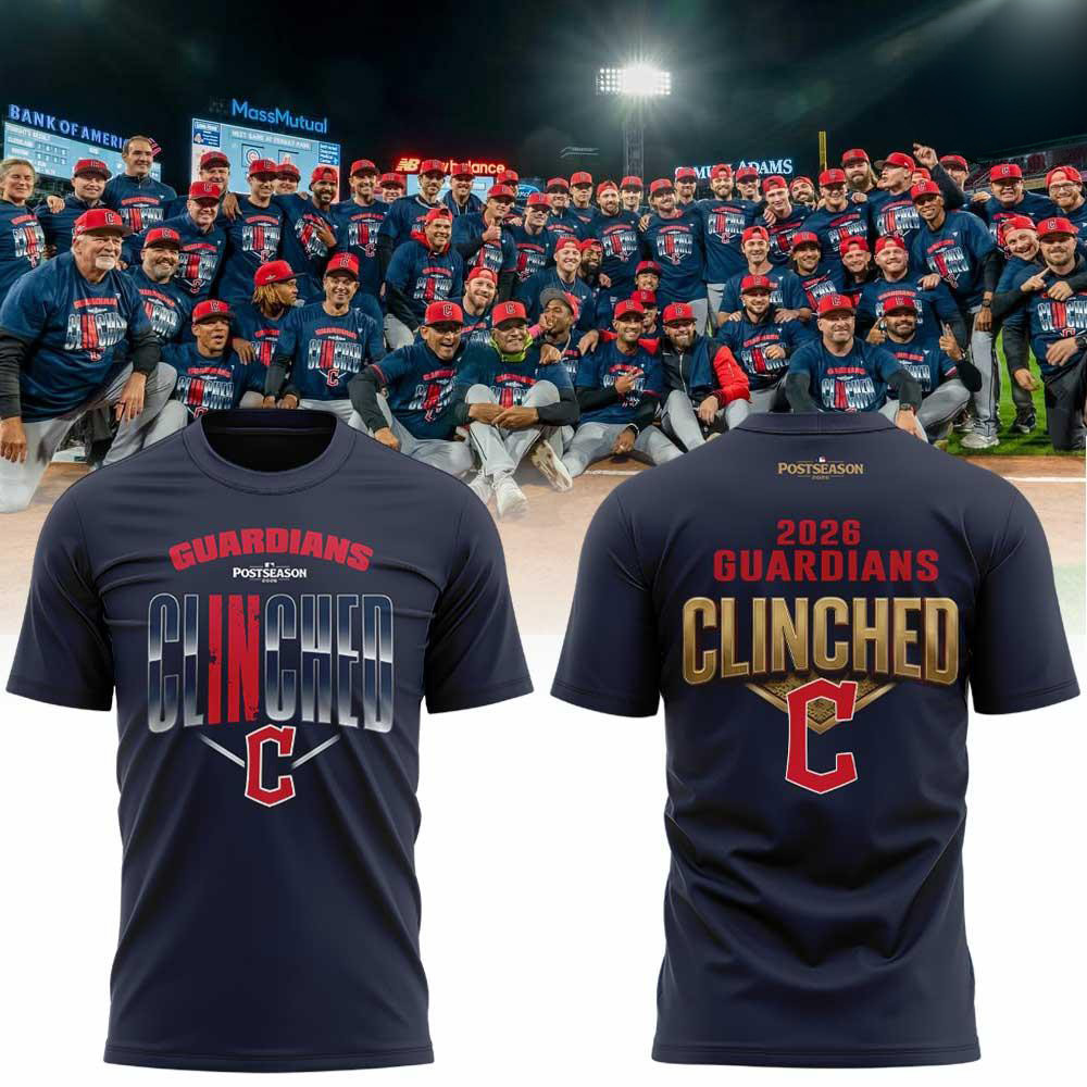 Cleveland Guardians Merch Postseason Clinched Graphic 2026 Shirt Guardians Baseball Apparel 1 - Unicasport Cleveland Guardians Merch Postseason Clinched Graphic 2026 Shirt Guardians Baseball Apparel